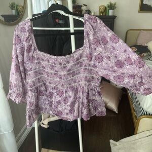 American Eagle Outfitters Lavender Floral Blouse